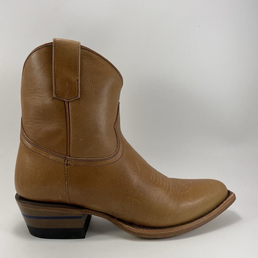 Alvies The Rainey Leather Handmade Cowboy Boots Womens Size 6 B Ankle Brown